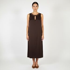 Vintage Lauren Ralph Lauren - Brown Sheath Dress Goat Suede Collar - Size 12